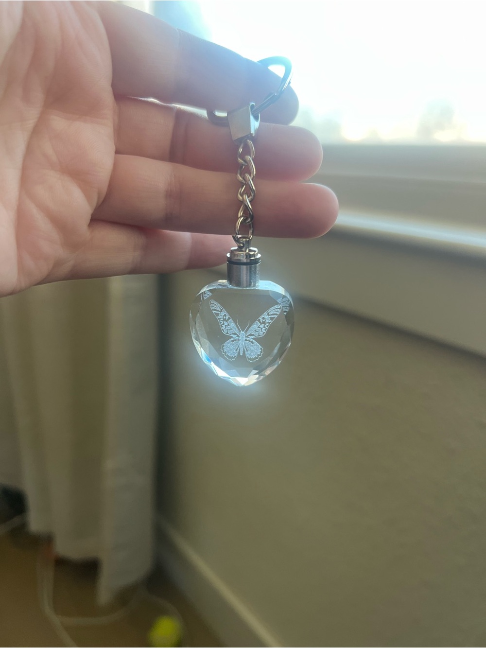 LED Light-Up Crystal Butterfly Keychain – Engraved – Untested
